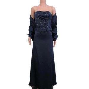 💥Reduced💥Two-piece navy corset dress w/ shawl